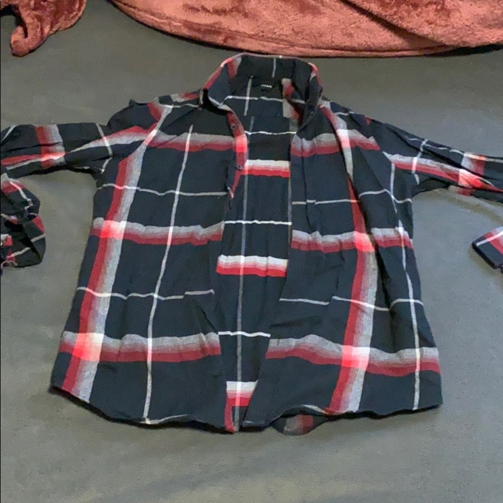 Alfani flannel long sleeve button down shirt